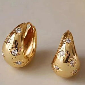 Stunning Gold Bulb Earrings, With Star Accent